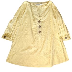 Soft Surroundings 3X Tunic Popover Top in Butter Yellow 100% cotton